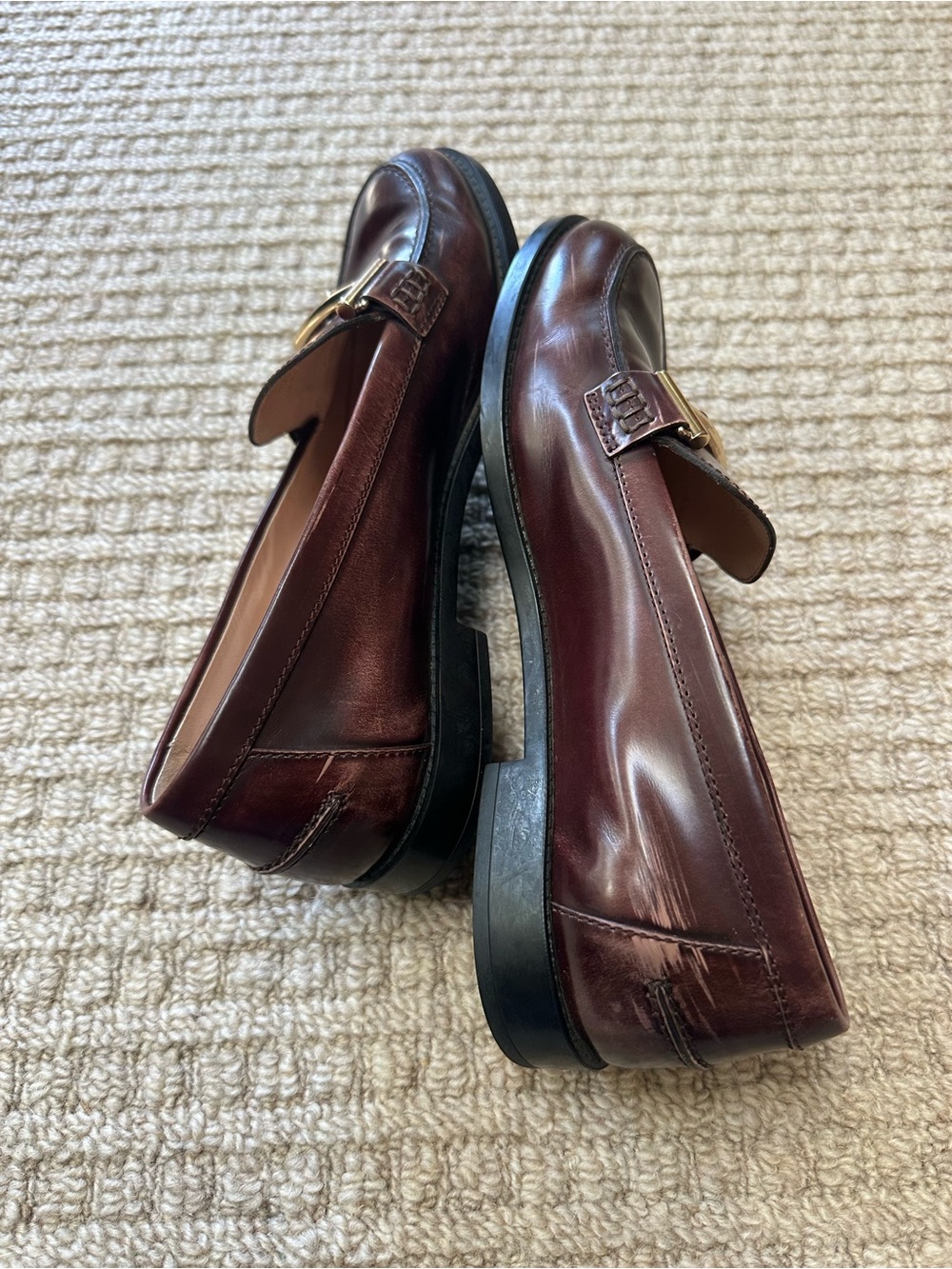 Tod’s Women’s Leather Brown & Gold Classic Loafer Sz 38.5 - Picture 4 of 7